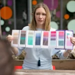 Me showing my own colour swatches (there's 48 in a full palette now)
