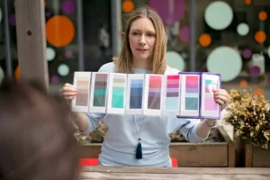 Me showing my own colour swatches (there's 48 in a full palette now)